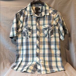 Helix Men's Casual Blue and White Plaid Shirt